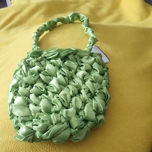 Satin stretchy bful Ribbon bag probably handmade no tags casual or dressy